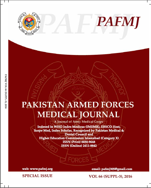 					View Vol. 66 No. Suppl-3 (2016): PAFMJ Supplement Issue - June
				